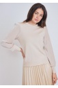 Make a Statement: Beige Knit Sweater, Bold Volume Sleeves