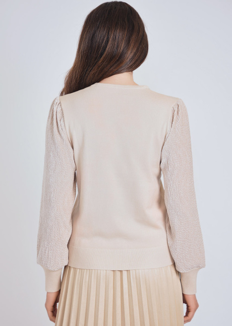 Make a Statement: Beige Knit Sweater, Bold Volume Sleeves