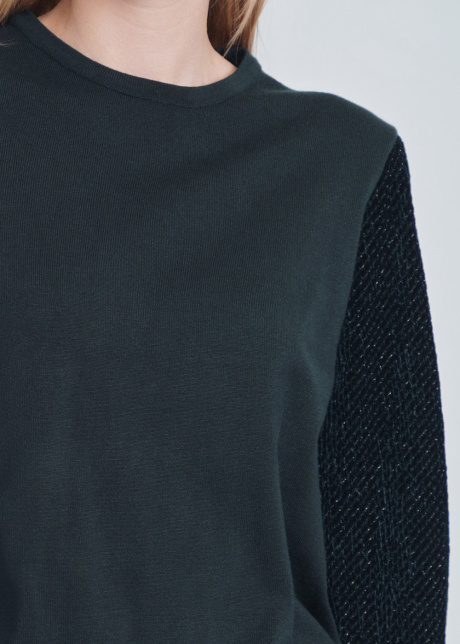 Unique Green Knit Top with Volume Sleeves
