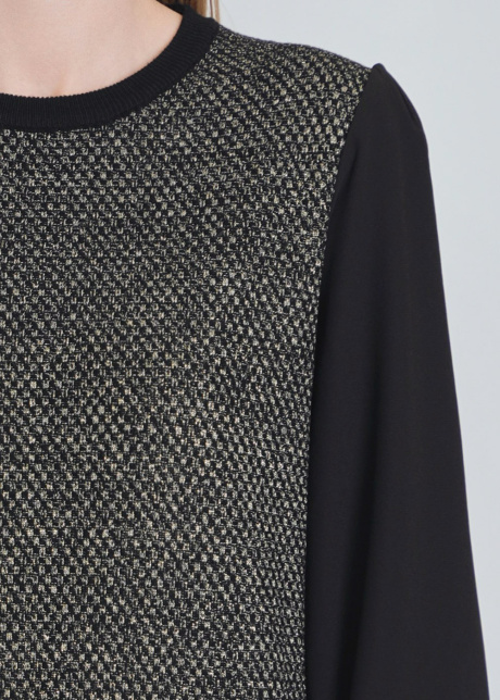 Dual-Tone Sweater with Voluminous Sleeves