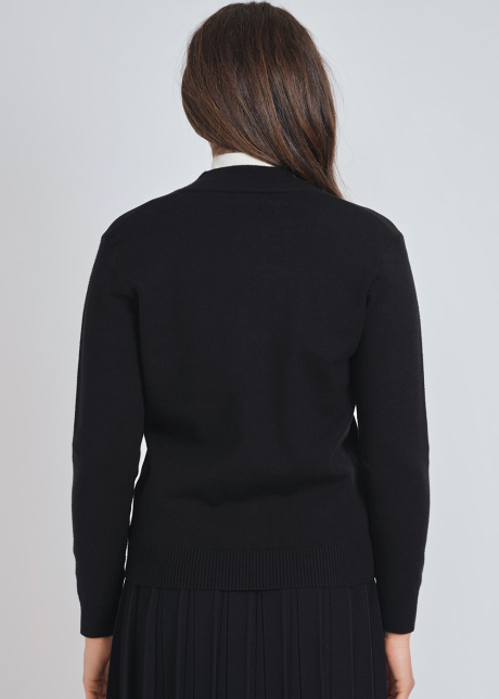 Smooth-textured Black Cardigan with Zip Closure