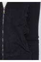 Smooth-textured Black Cardigan with Zip Closure