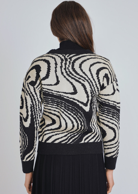Black & White Cardigan with Subtle Charm and Pockets