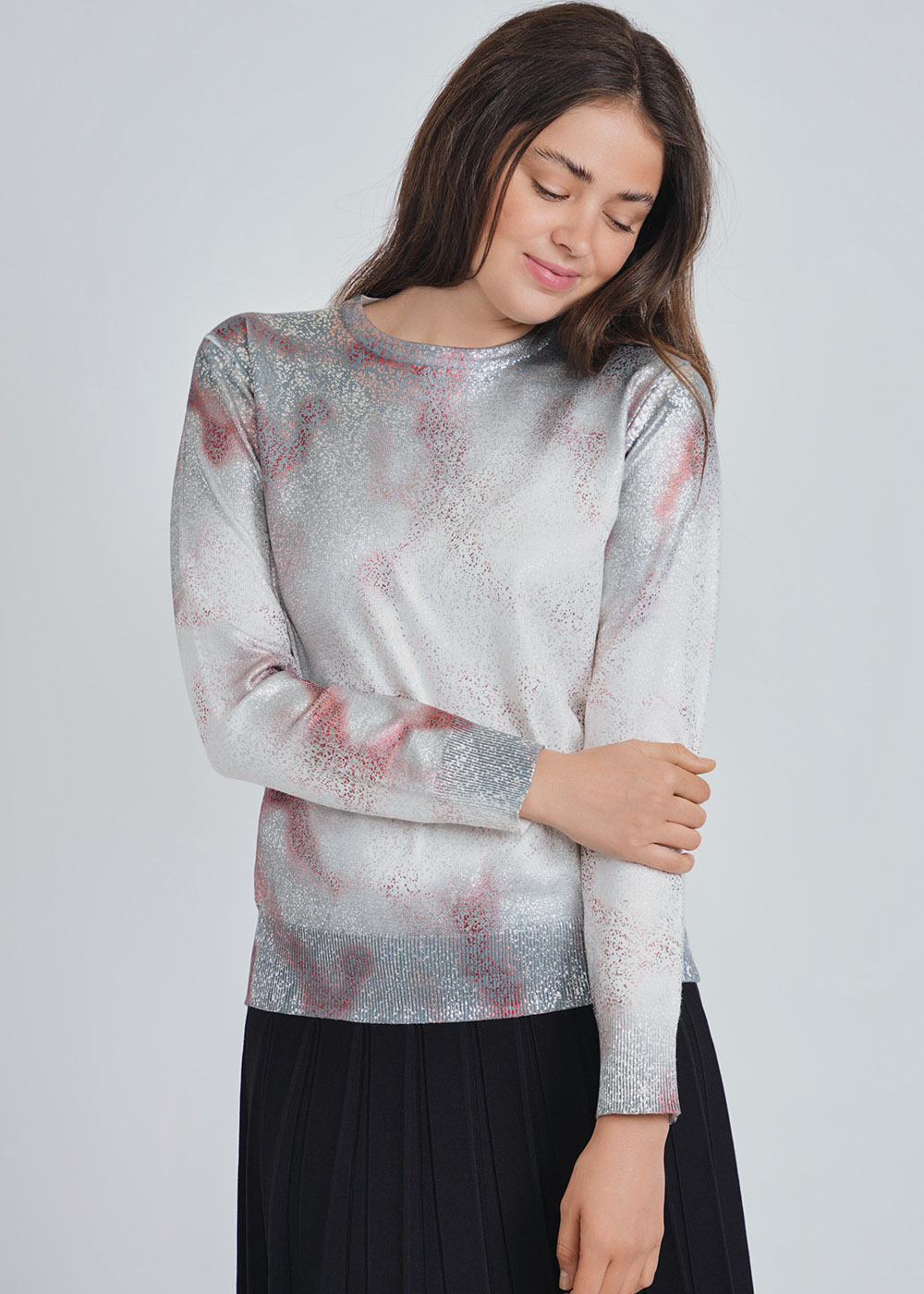 Pattern Play: White Abstract Sweater