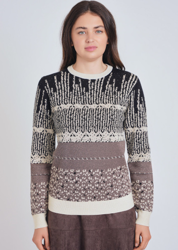 Multihued Knit Sweater with Artistic Touch