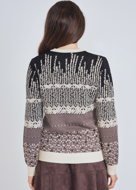 Multihued Knit Sweater with Artistic Touch