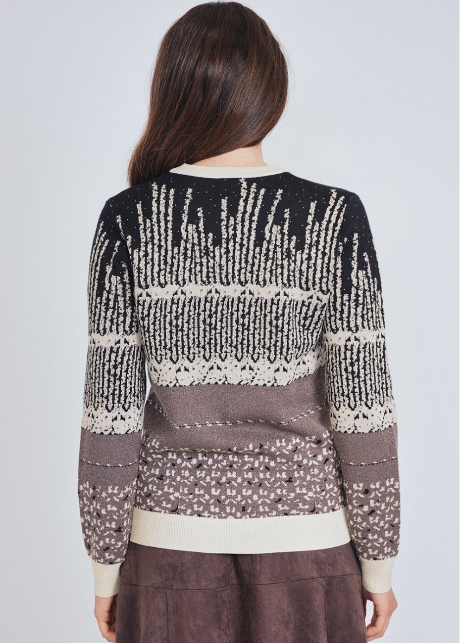 Multihued Knit Sweater with Artistic Touch