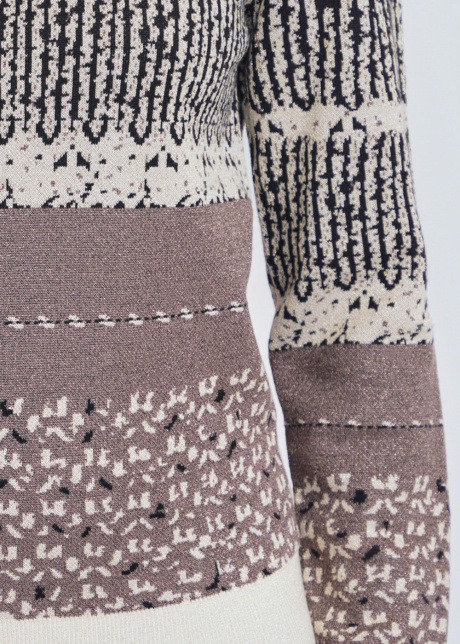 Multihued Knit Sweater with Artistic Touch