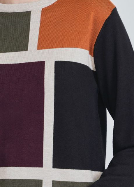 Sweater Mosaic with Colorful Block Ensemble
