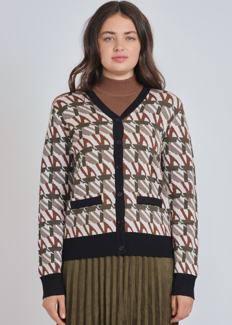 Soft Olive Tinted Printed Cardigan