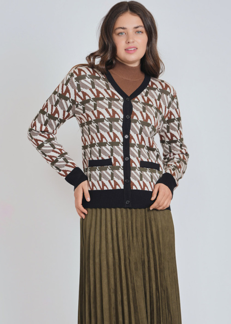 Soft Olive Tinted Printed Cardigan