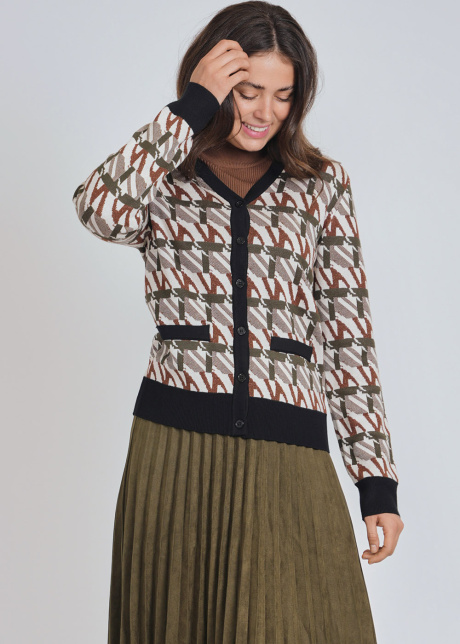 Soft Olive Tinted Printed Cardigan