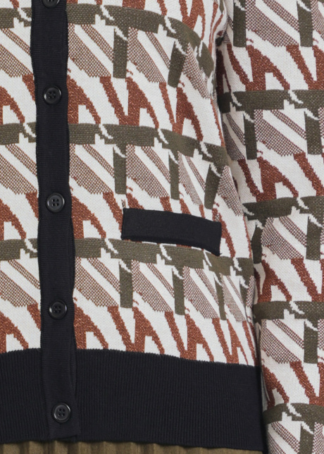 Soft Olive Tinted Printed Cardigan