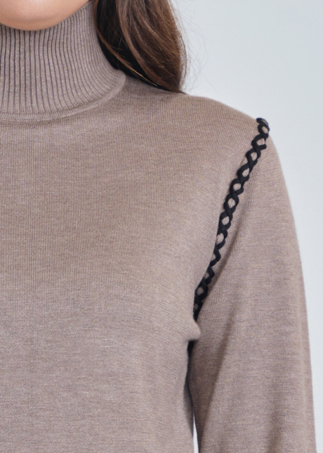 Crafted Elegance: Taupe Color Block Sweater