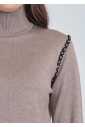 Crafted Elegance: Taupe Color Block Sweater