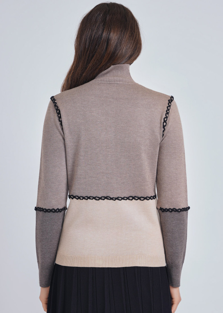 Crafted Elegance: Taupe Color Block Sweater