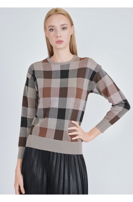 Comfort Meets Style Plaid Knit Sweater