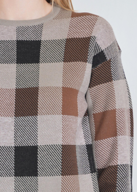 Comfort Meets Style Plaid Knit Sweater