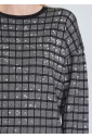Silver Mosaic: Knitwear with Jet Black Trim
