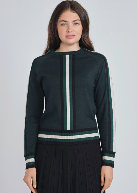 Cozy Green Knit with Striped Pattern & Stretchy Edges.