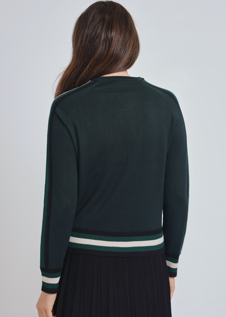 Cozy Green Knit with Striped Pattern & Stretchy Edges.