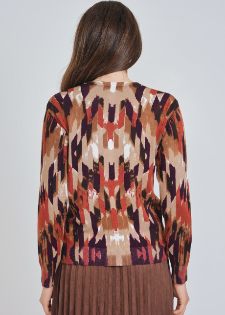 Multi-Hued Sweater with Artful Abstractions