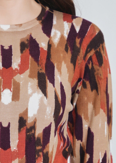 Multi-Hued Sweater with Artful Abstractions