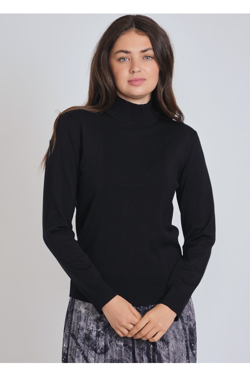 Freeform Black High Neck Knit Top | Modest Women Clothing - YAL New York