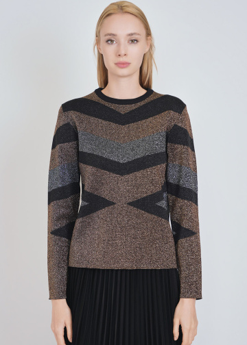 Gold Knit Sweater with Simple Geometry