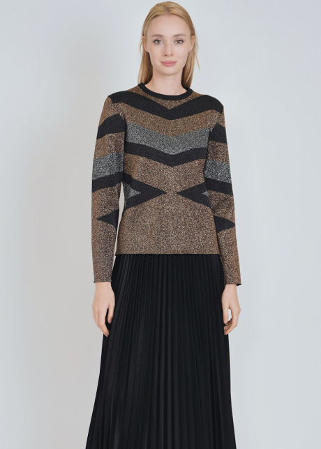 Gold Knit Sweater with Simple Geometry