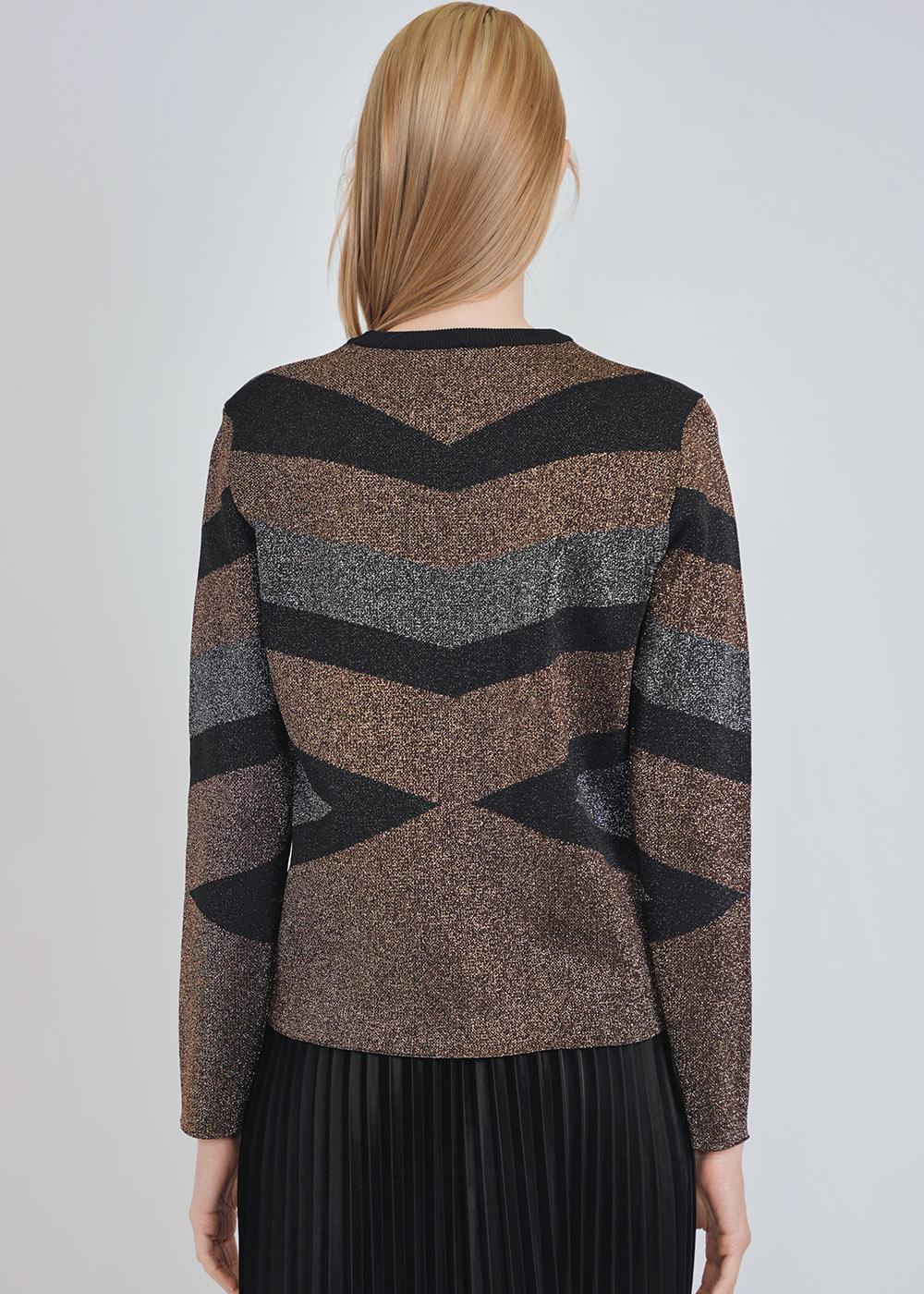 Gold Knit Sweater with Simple Geometry