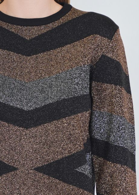 Gold Knit Sweater with Simple Geometry