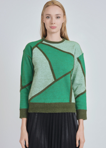 Mosaic of Greens: Color Block Sweater