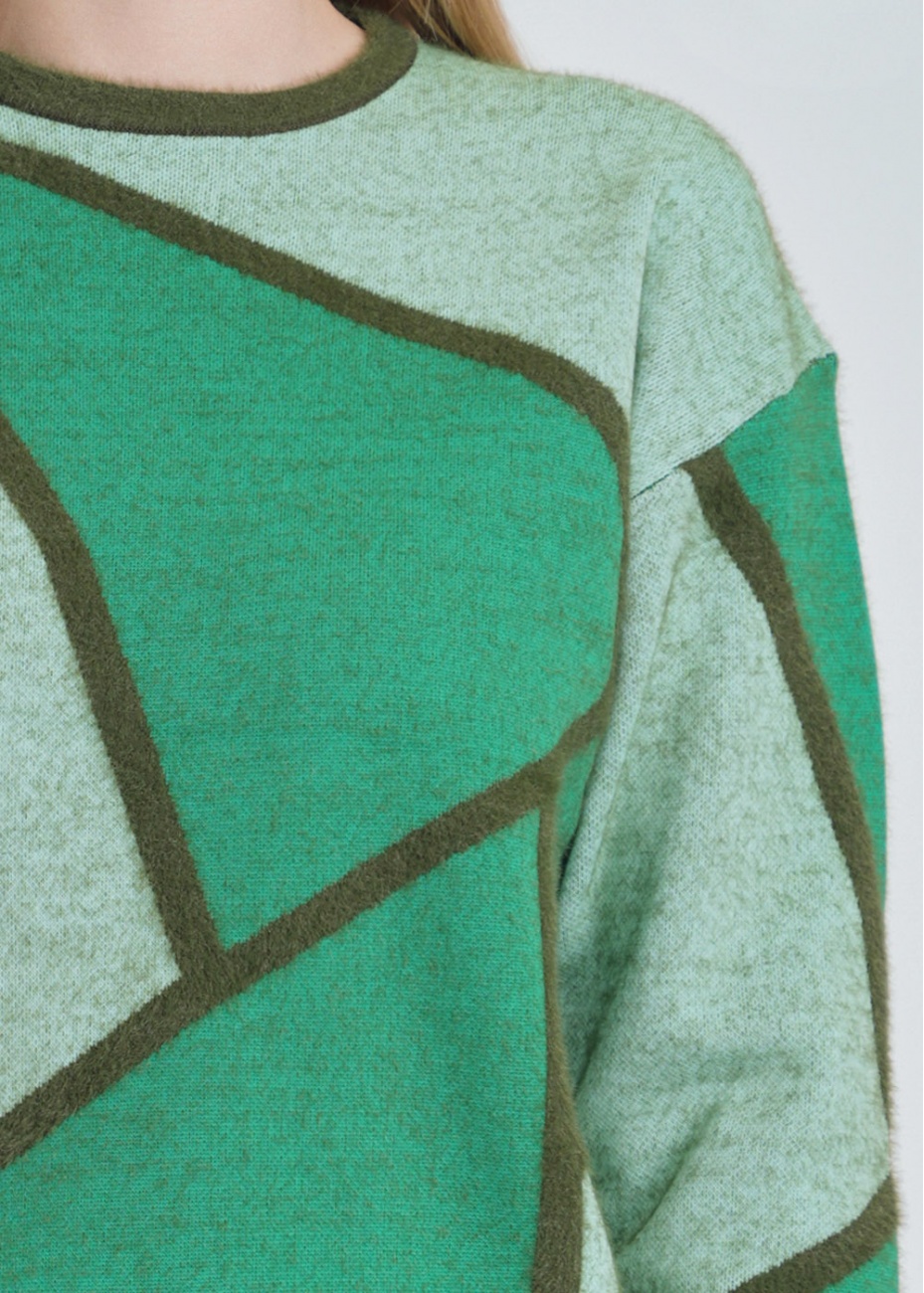 Mosaic of Greens: Color Block Sweater