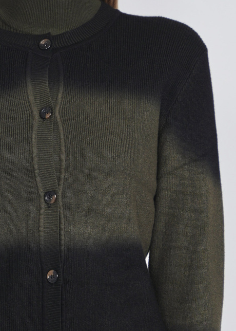 Harmonious Blend: Olive and Black Crew Neck Cardigan
