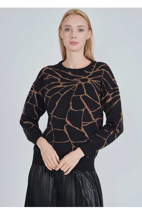 Black Knitwear with Whispered Gold Detail