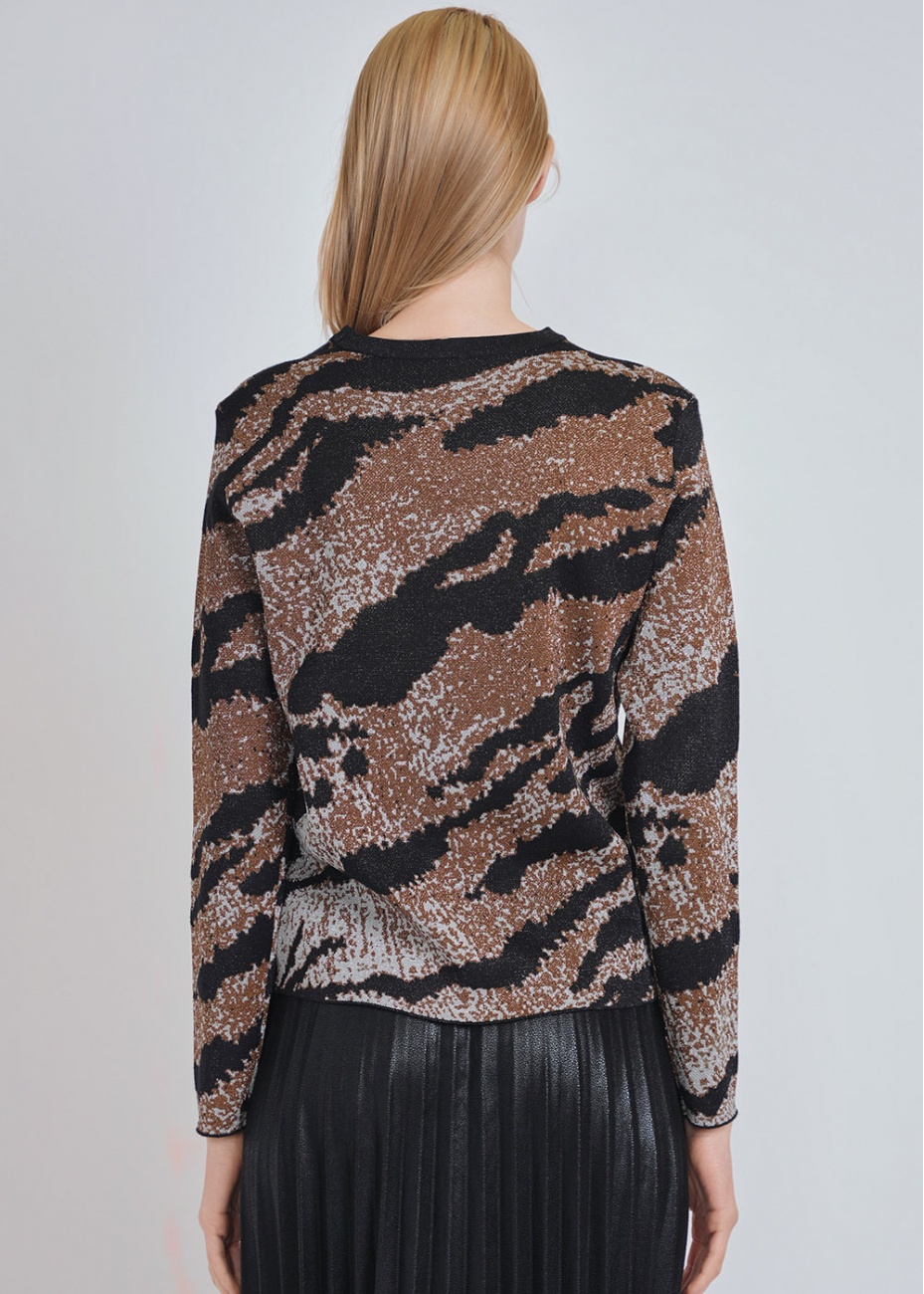Black Sweater: Crew Neck with Abstract Elegance