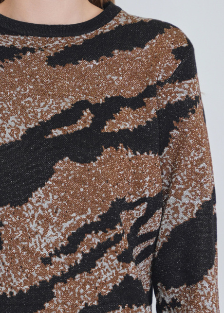 Black Sweater: Crew Neck with Abstract Elegance