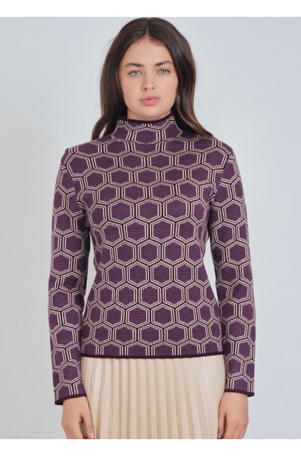 Soft Purple Knit Top with Nature's Geometry