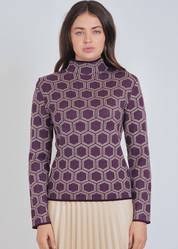 Soft Purple Knit Top with Nature's Geometry