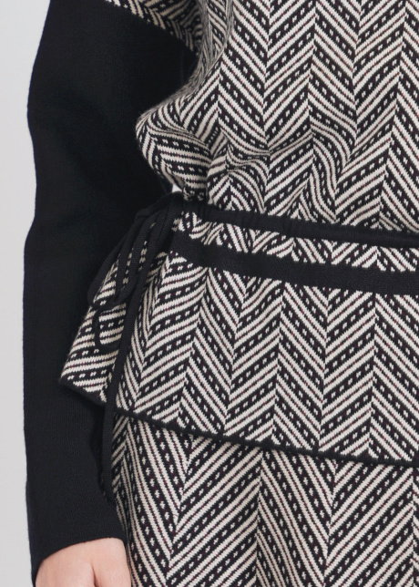Elevate Your Style: Black Color Block Sweater with Waist Cord