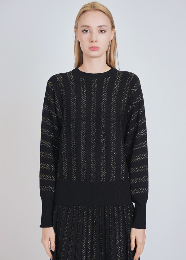 Shimmer Gold Accents on Black Pullover