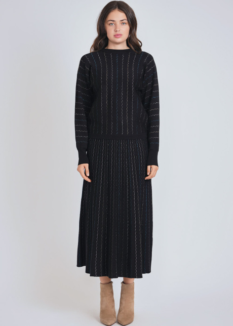 Embrace Simplicity: Black Knit Sweater with Stripes