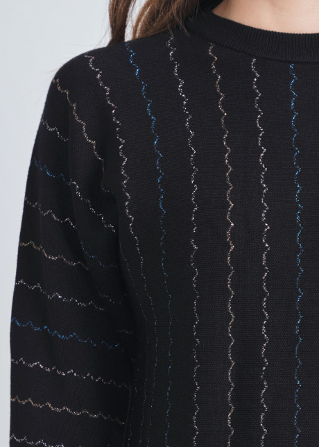 Embrace Simplicity: Black Knit Sweater with Stripes