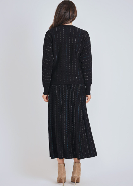 Embrace Simplicity: Black Knit Sweater with Stripes