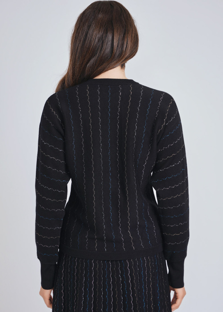 Embrace Simplicity: Black Knit Sweater with Stripes