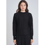 Embrace Simplicity: Black Knit Sweater with Stripes