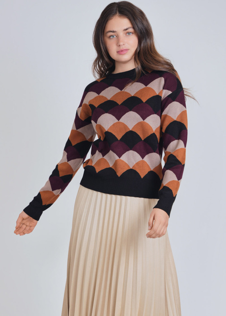 Multi-Hued Sweater with a Hint of Mosaic Design