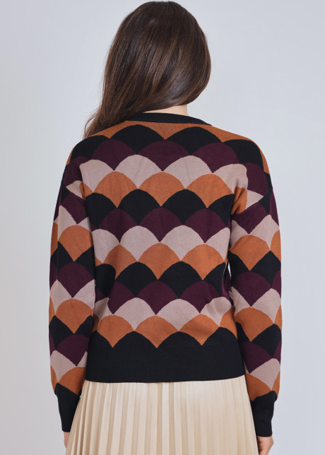 Multi-Hued Sweater with a Hint of Mosaic Design