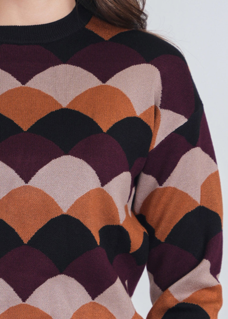 Multi-Hued Sweater with a Hint of Mosaic Design